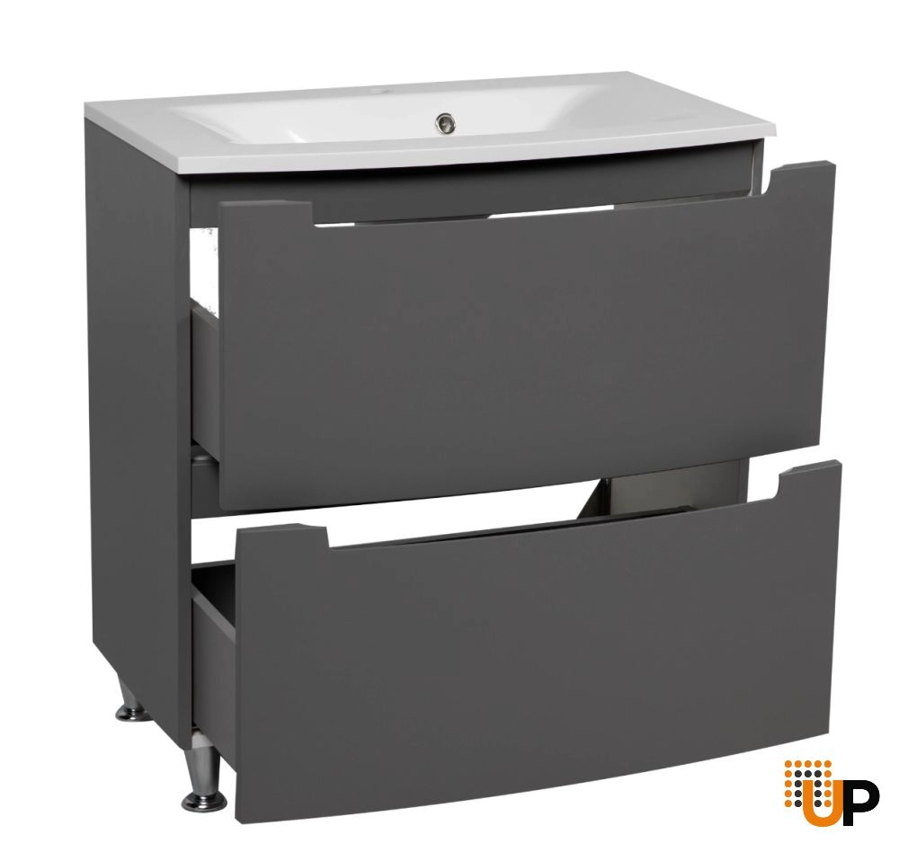 Modern Free Standing Bathroom Vanity with Washbasin | Delux Gray Matte Collection | Non-Toxic Fire-Resistant MDF-22,5" photo#3