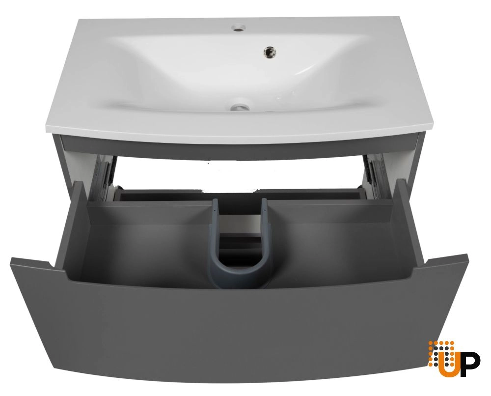 Modern Free Standing Bathroom Vanity with Washbasin | Delux Gray Matte Collection | Non-Toxic Fire-Resistant MDF-22,5" photo#5