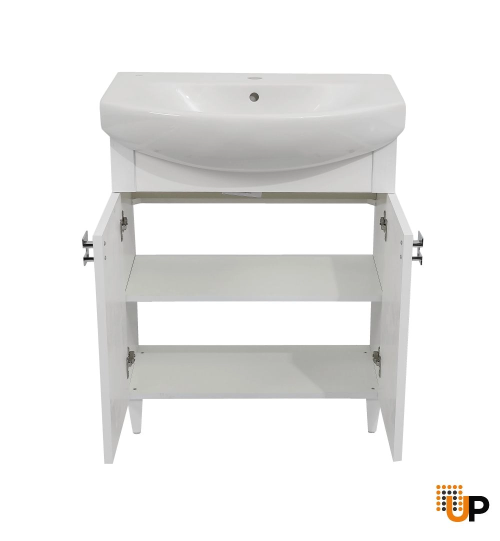 Modern Free standing Bathroom Vanity with Washbasin | Woodmix White Matte Collection | Non-Toxic Fire-Resistant MDF-28" photo#5