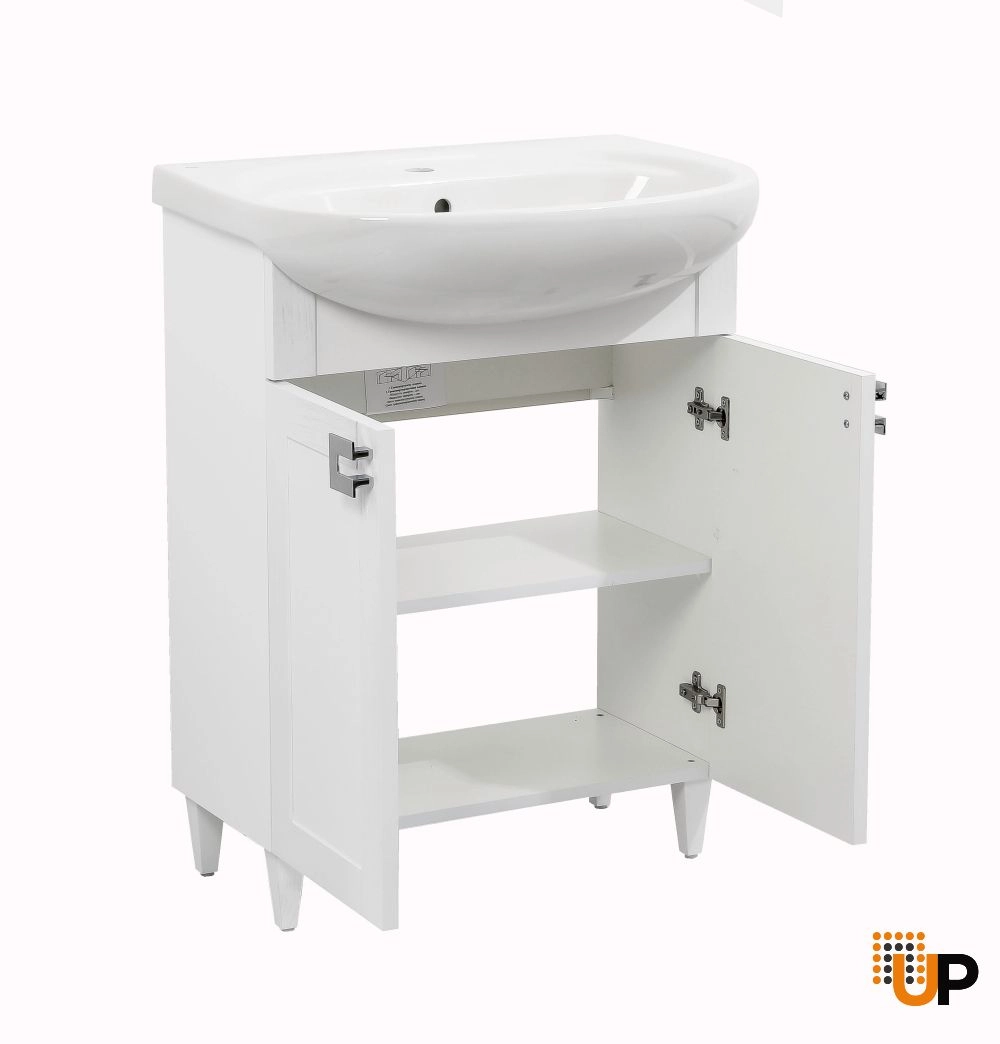 Modern Free standing Bathroom Vanity with Washbasin | Woodmix White Matte Collection | Non-Toxic Fire-Resistant MDF-28" photo#3