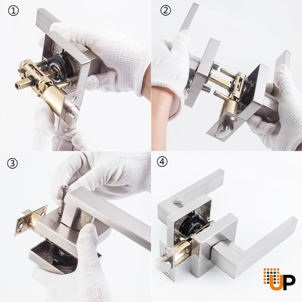 Modern Square Handle-Brushed Nickel Entry (key lock) photo#3