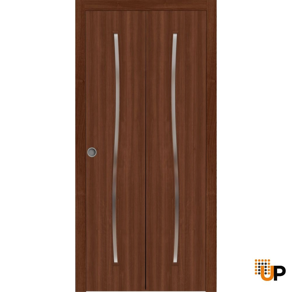 2 folding panels solid wood with honeycomb sliding interior bi-fold door | Basic 3002 Walnut Franko | 36 x 80 (2* 18x80) photo#1