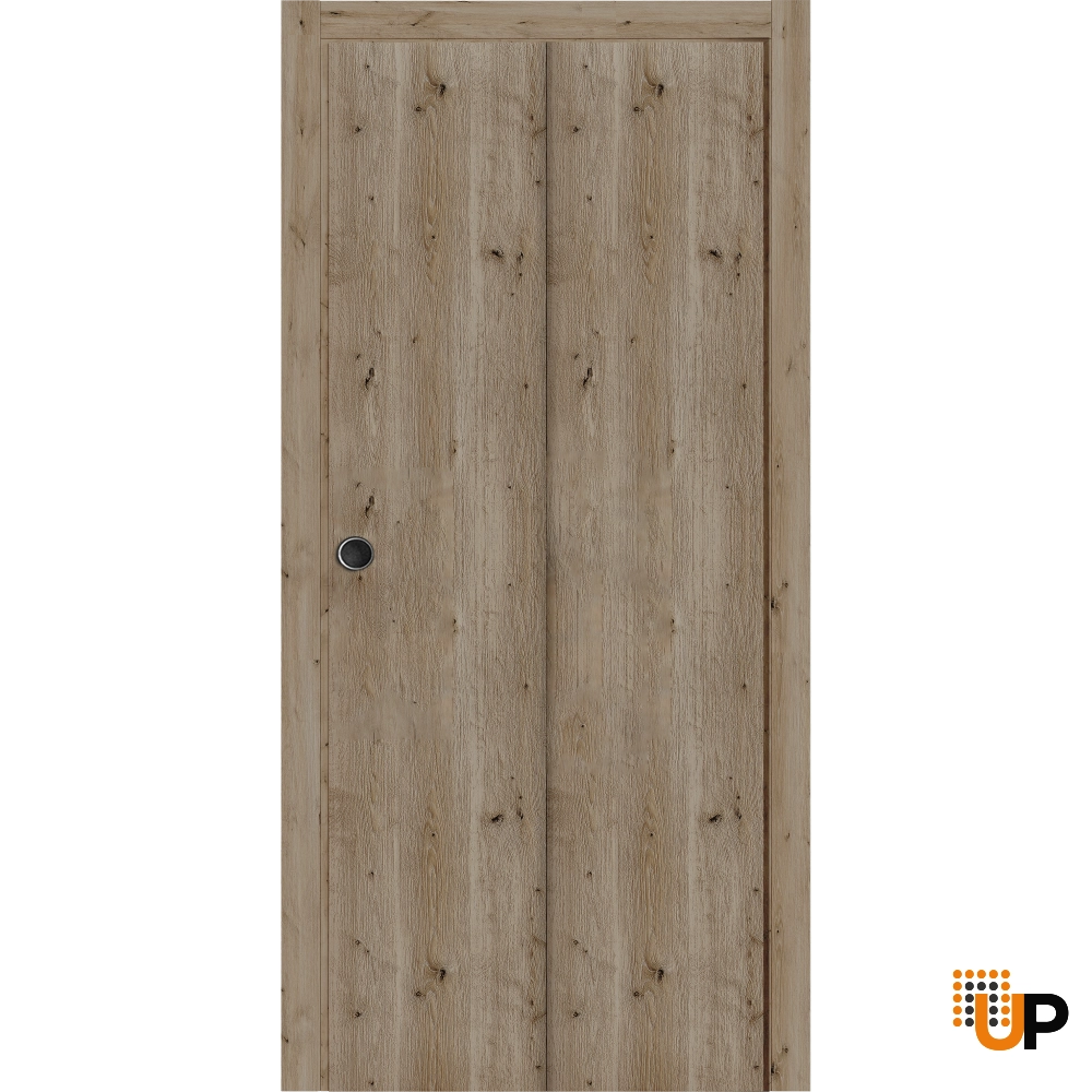 2 folding panels solid wood with honeycomb sliding flush interior bi-fold door | Basic 3001 Caramel Oak | 84 x 84 (2* 42x84) photo#1