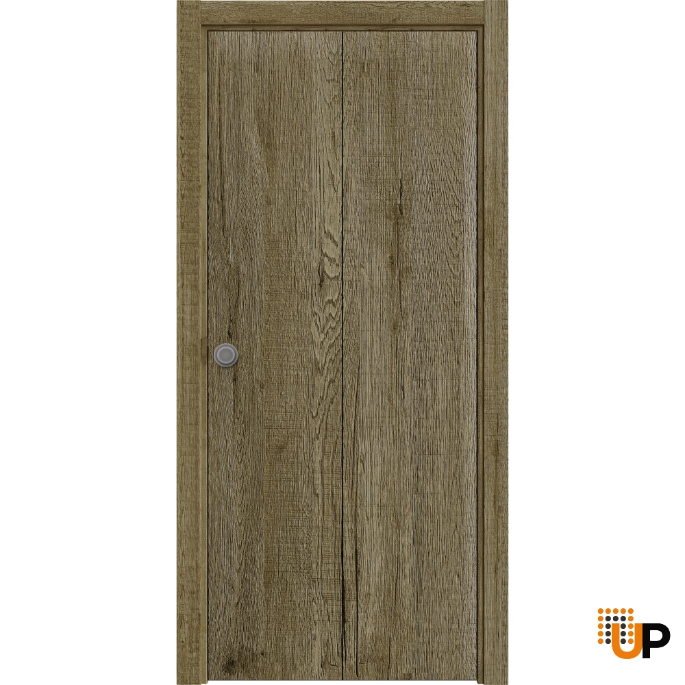 2 folding panels solid wood with honeycomb sliding flush interior bi-fold door | Basic 3001 Antique Oak | 36 x 80 (2* 18x80) photo#1