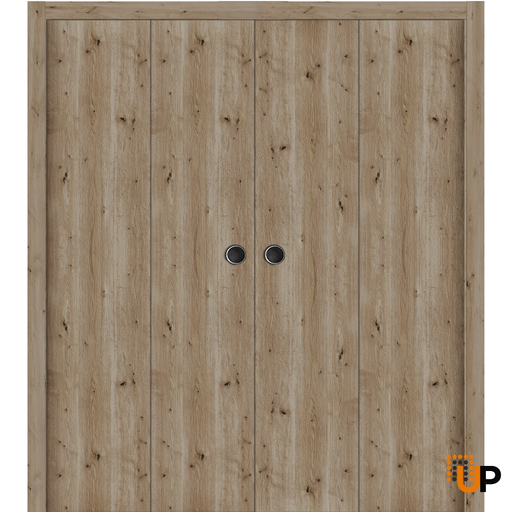 4 folding panels solid wood with honeycomb sliding interior bi-fold double door | Basic 3001 Caramel Oak | 72 x 80 (4* 18x80) photo#1