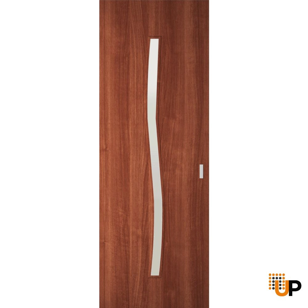 Single solid wood with honeycomb sliding modern interior hidden barn door | BASIC 3002 Walnut Franko | 28 x 80 photo#1