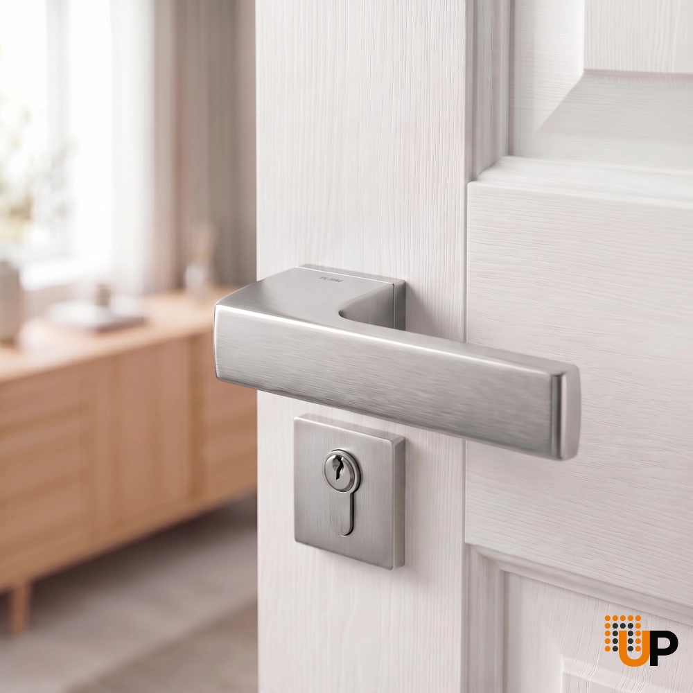 Door Euro Handle 3099 for Magnetic Lock, Satin chrome Entry photo#2