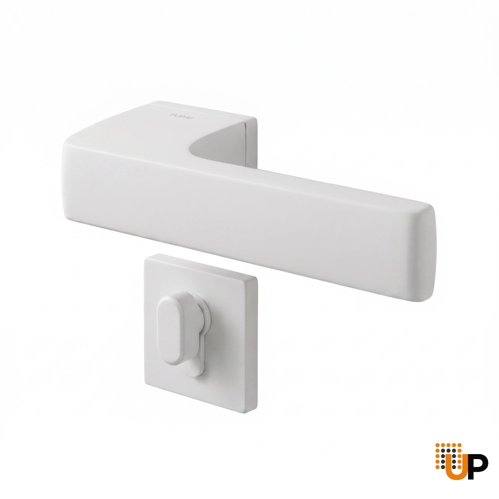 Door Euro Handle 3099 for Magnetic Lock, White Privacy photo#1