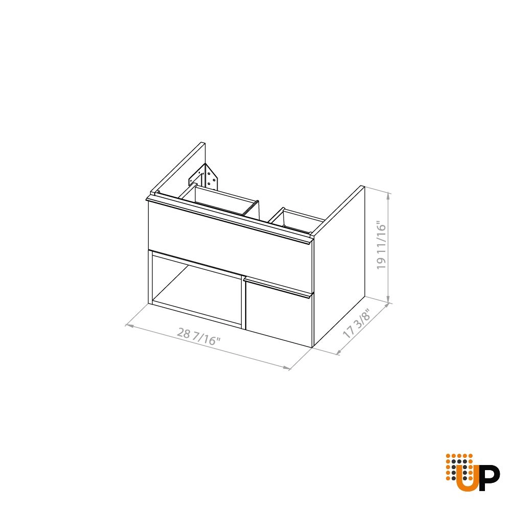 Modern Wall-Mount Bathroom Vanity with Washbasin | Monroe Antracite Alicante Collection | Non-Toxic Fire-Resistant MDF-30" photo#6