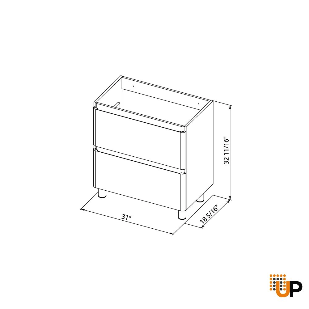 Modern Free Standing Bathroom Vanity with Washbasin | Comfort White High Gloss Collection | Non-Toxic Fire-Resistant MDF-32" photo#7