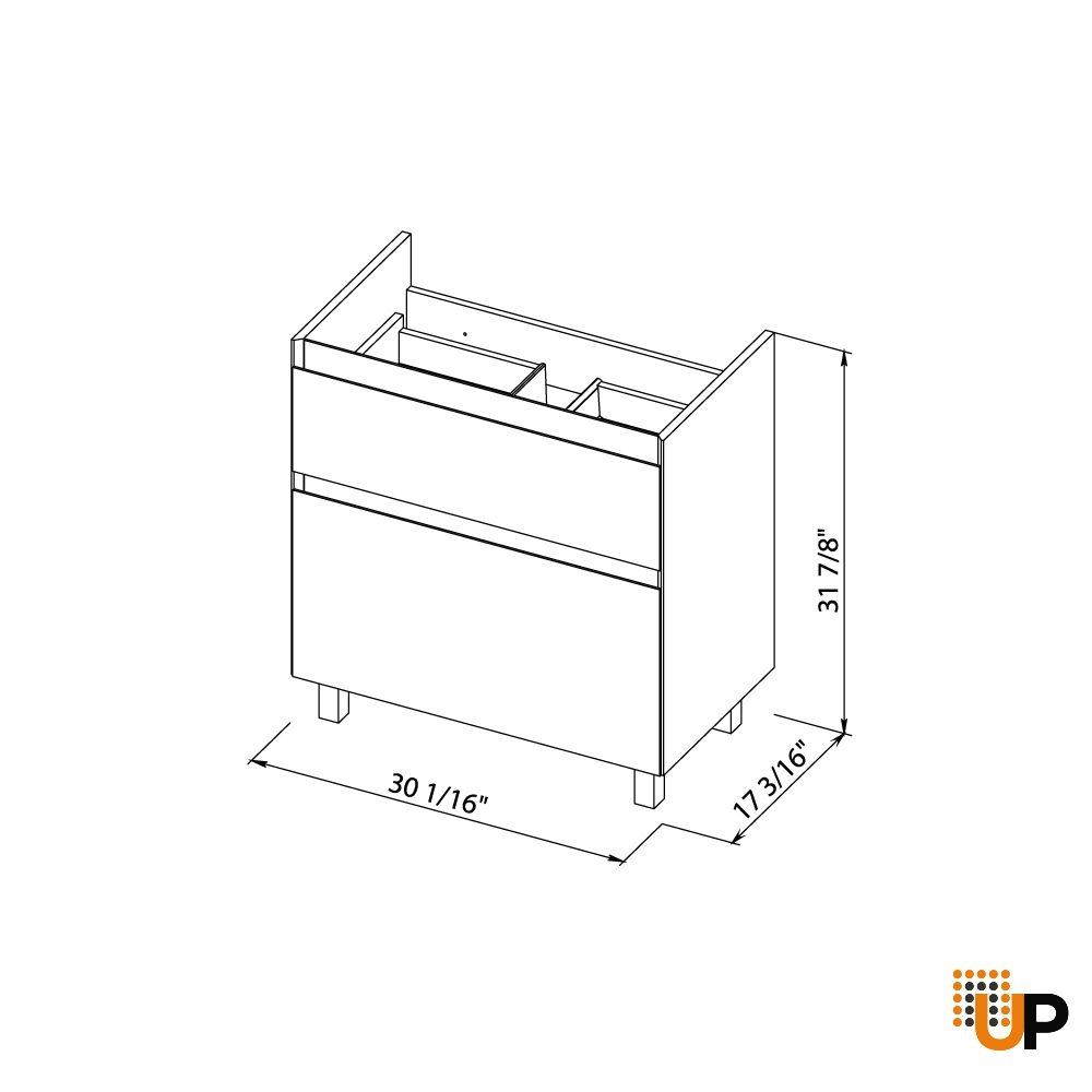 Modern Free standing Bathroom Vanity with Washbasin | Elit Graphite Gloss Collection | Non-Toxic Fire-Resistant MDF-32" photo#7