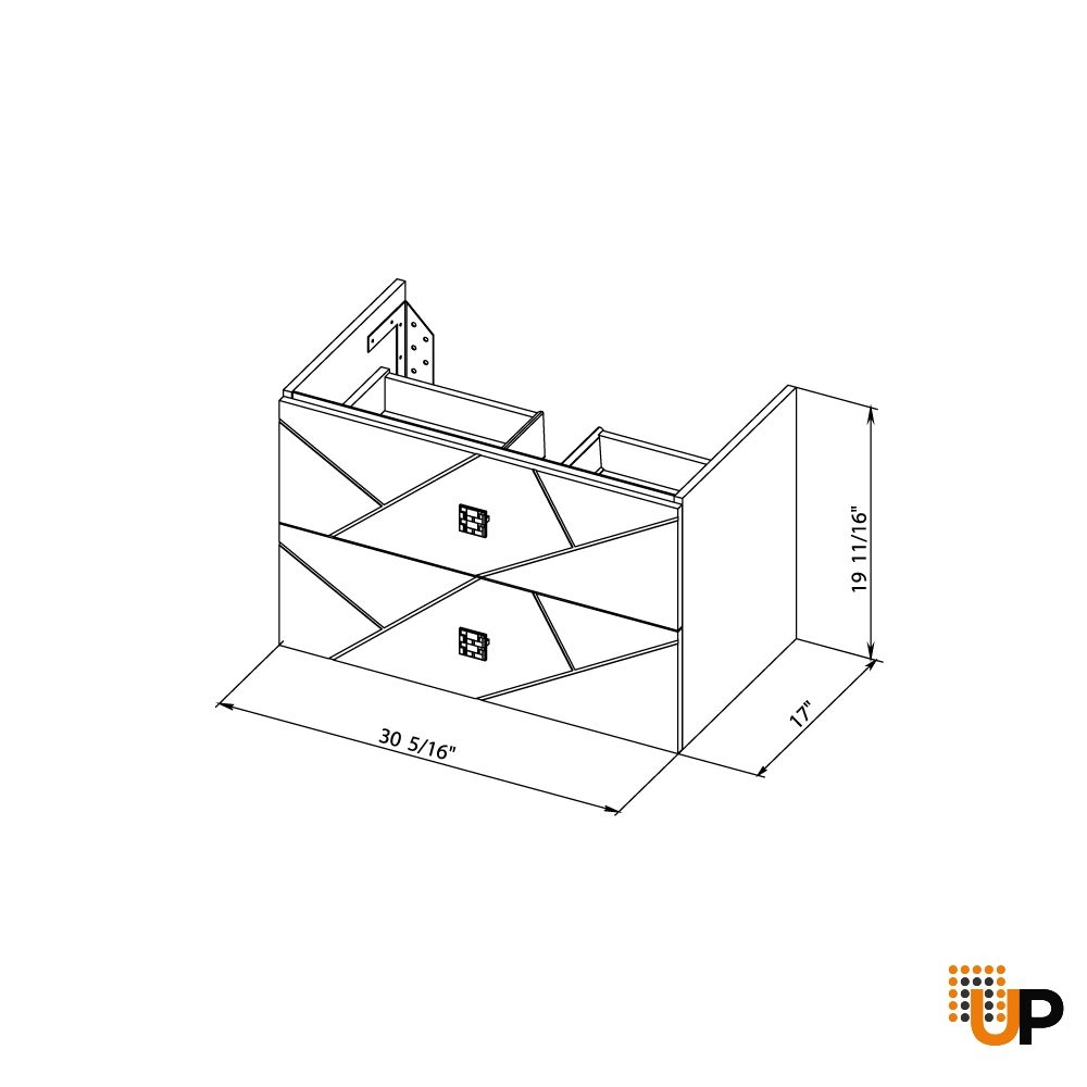 Modern Wall-Mount Bathroom Vanity with Washbasin | Picasso White Matte Collection | Non-Toxic Fire-Resistant MDF-32" photo#7