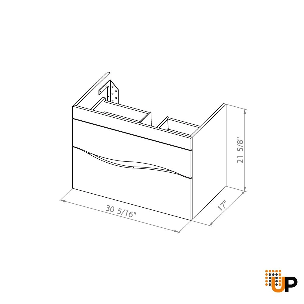 Modern Wall-Mounted Bathroom Vanity with Washbasin | Wave Teak Natural Collection | Non-Toxic Fire-Resistant MDF-32" photo#7