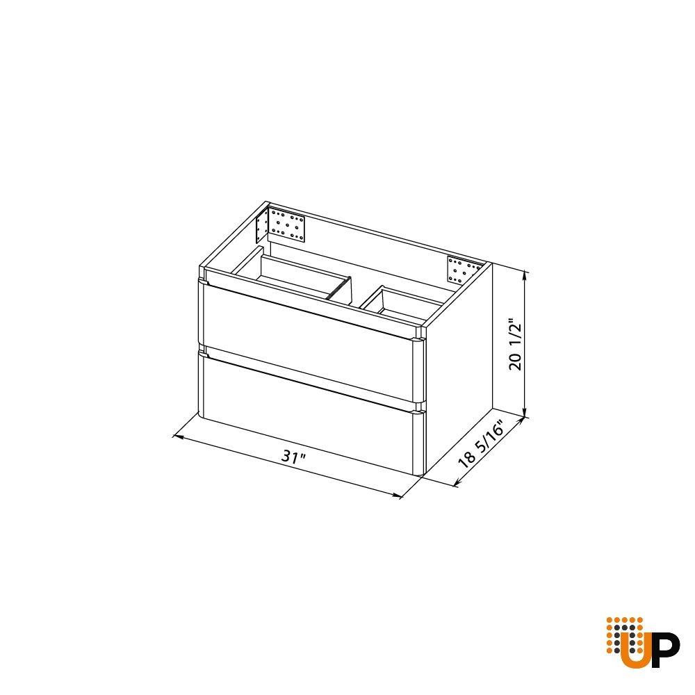 Modern Wall-Mounted Bathroom Vanity with Washbasin | Comfort White High Gloss Collection | Non-Toxic Fire-Resistant MDF-32" photo#7