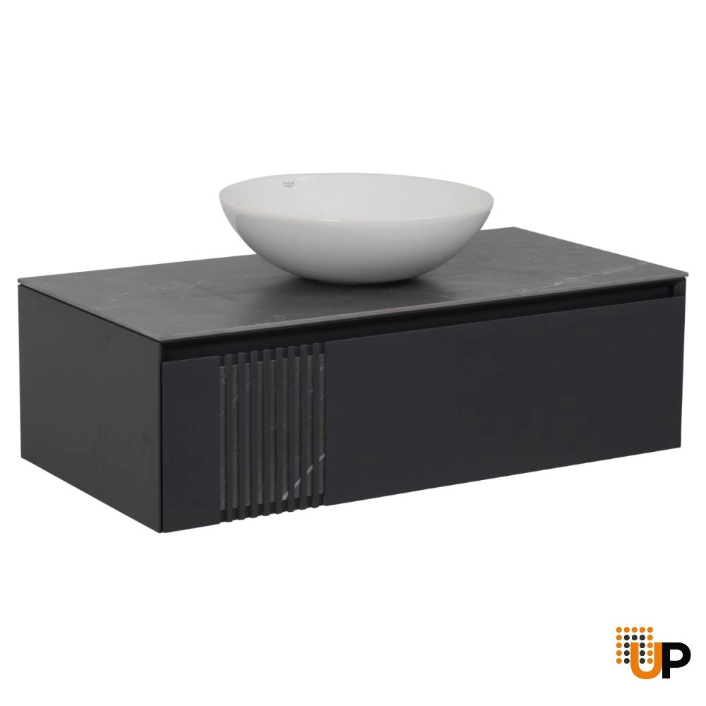 Modern Wall-Mount Bathroom Vanity with Washbasin | Manhattan Concrete Collection | Non-Toxic Fire-Resistant MDF photo#1