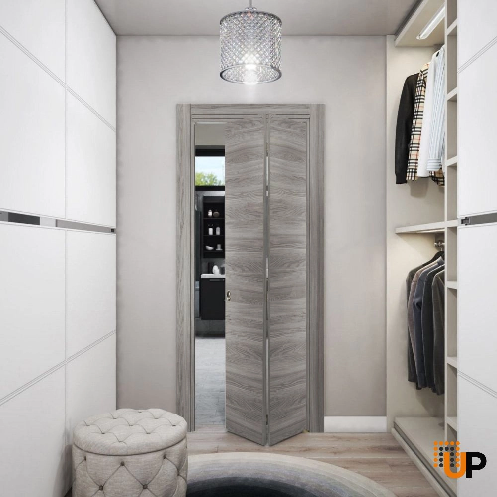 2 folding panels solid wood with honeycomb sliding modern interior bi-fold door | Planum 0010 Ginger Ash | 36 x 80 (2* 18x80) photo#2