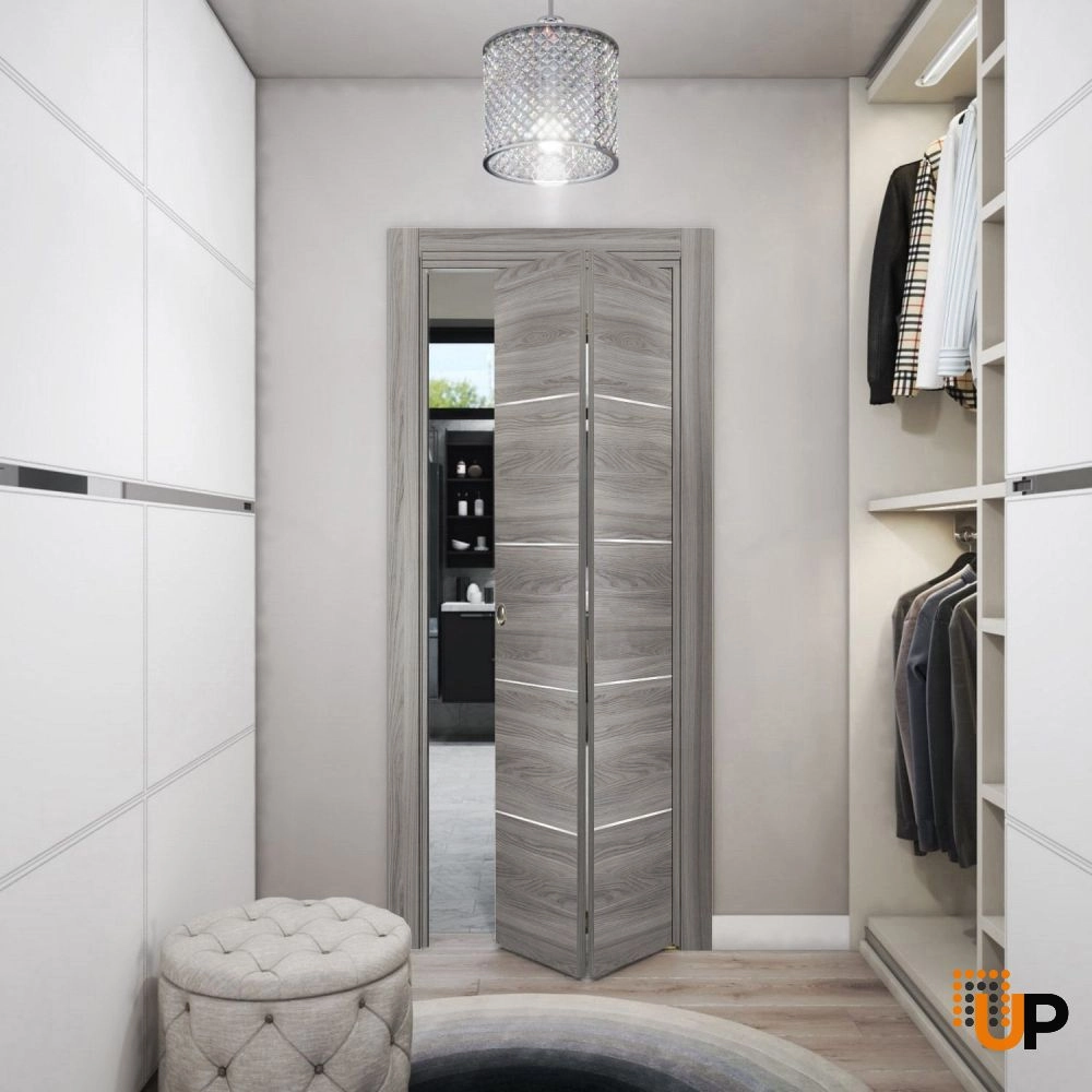 2 folding panels solid wood with honeycomb sliding modern interior bi-fold door | Planum 0020 Ginger Ash | 36 x 80 (2* 18x80) photo#2