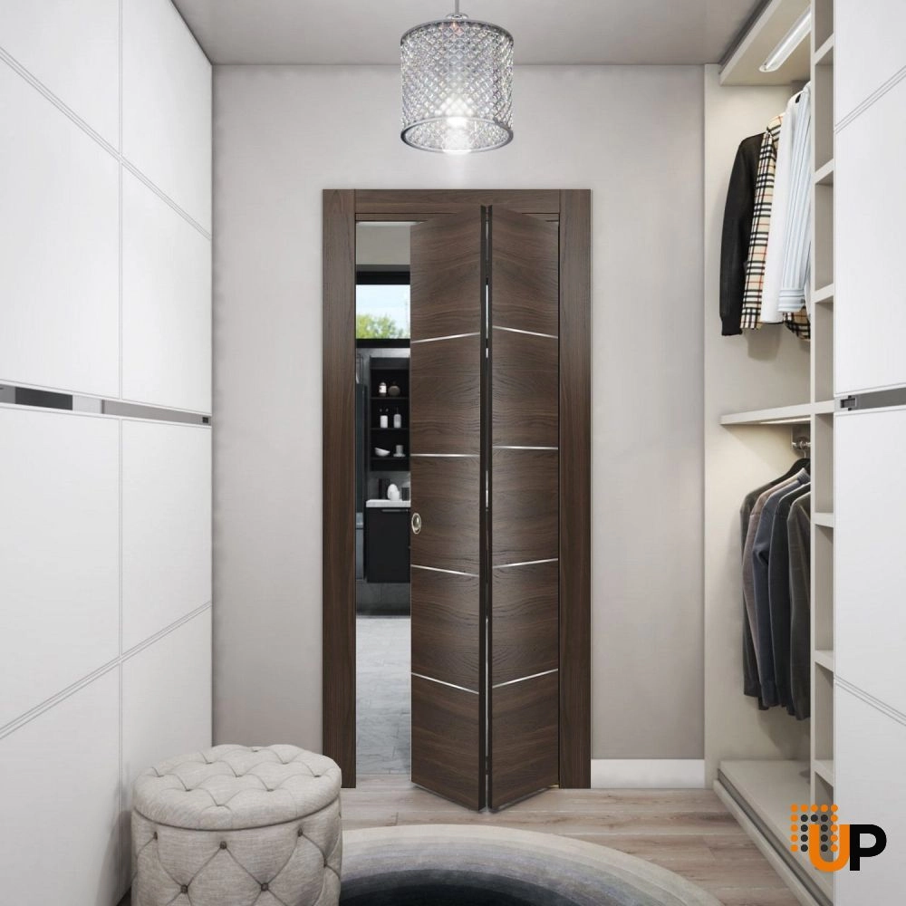 2 folding panels solid wood with honeycomb sliding modern interior bi-fold door | Planum 0020 Chocolate Ash | 36 x 80 (2* 18x80) photo#2
