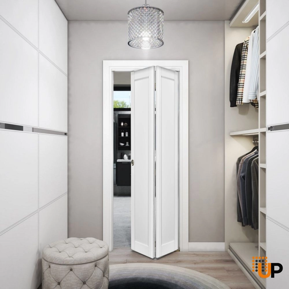 2 folding panels mdf sliding shaker interior bi-fold door | Quadro 4111 White | 36 x 80 (2* 18x80) photo#2
