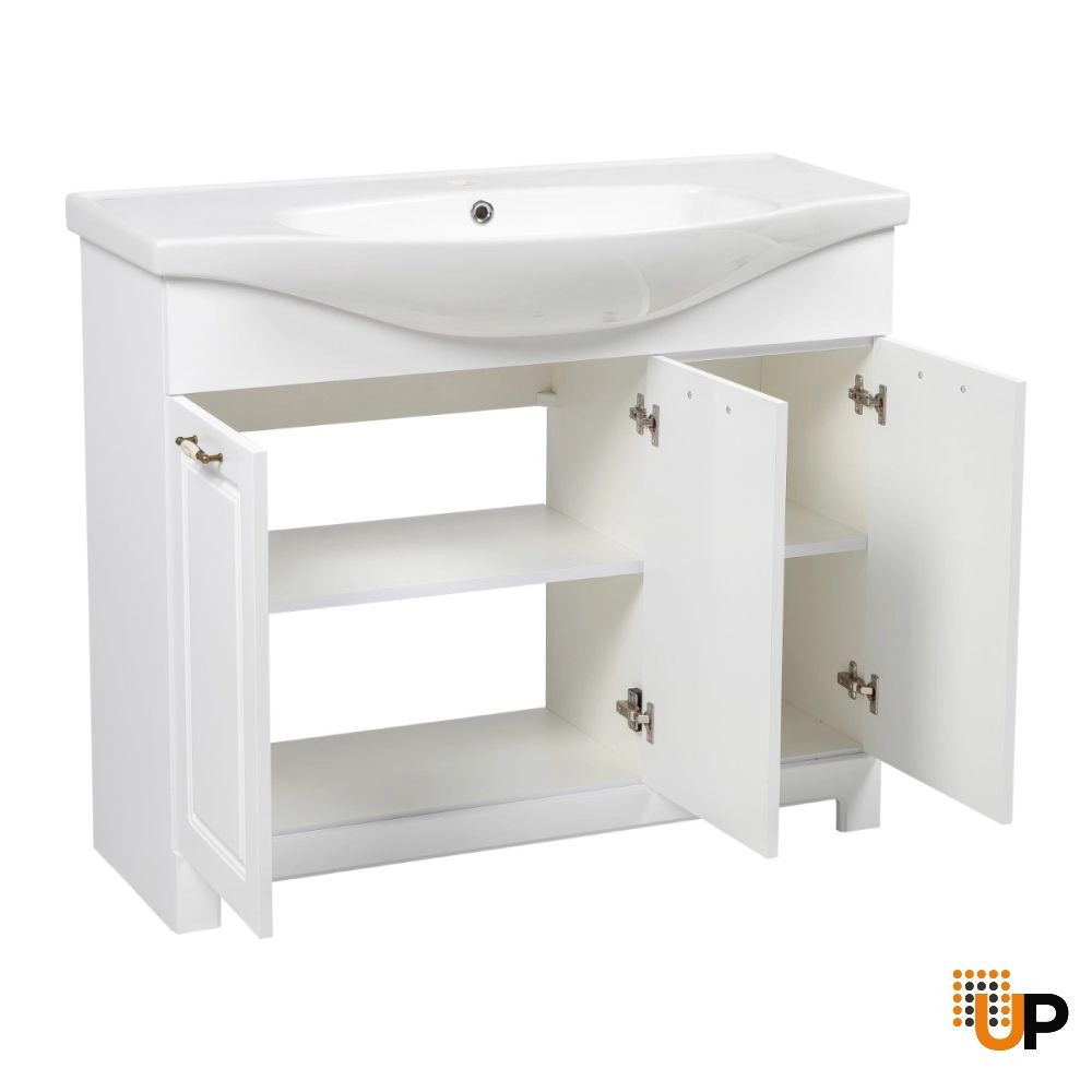 Modern Free Standing Bathroom Vanity with Washbasin | Classic White Matte Collection | Non-Toxic Fire-Resistant MDF-40" photo#3