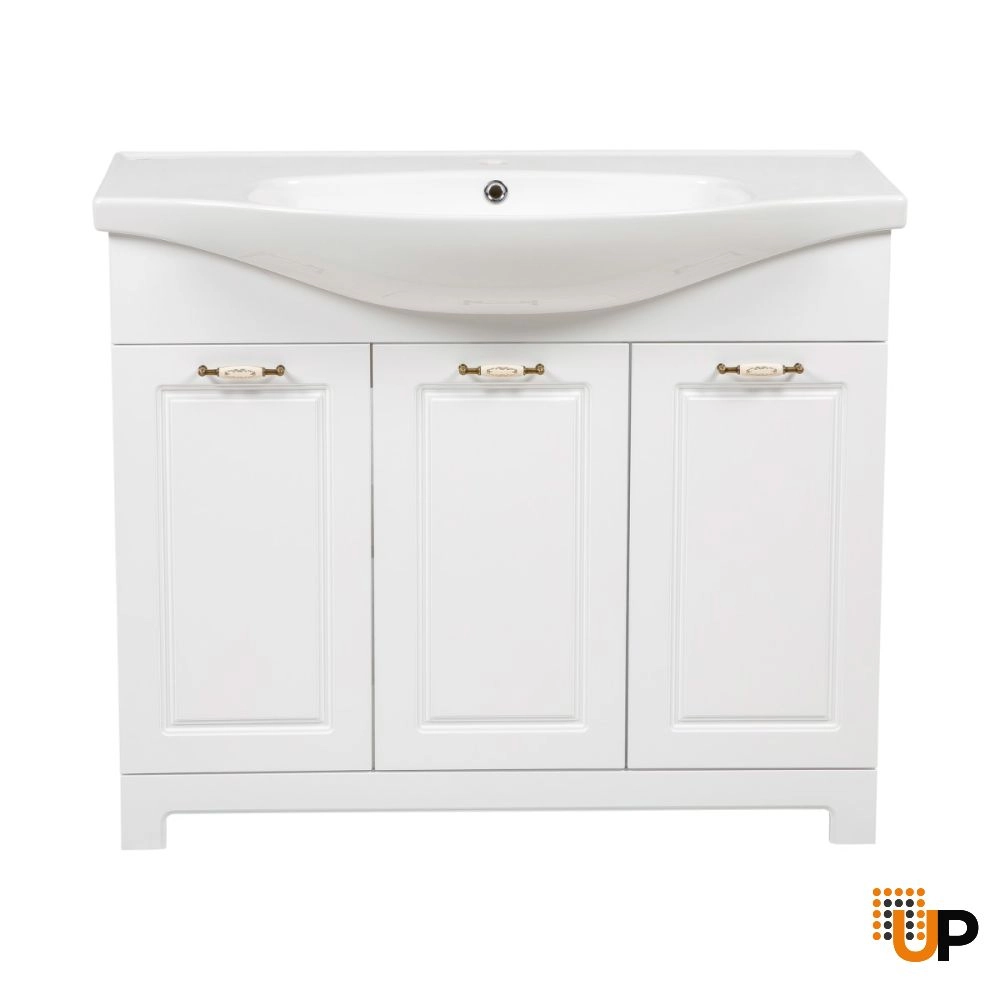 Modern Free Standing Bathroom Vanity with Washbasin | Classic White Matte Collection | Non-Toxic Fire-Resistant MDF-40" photo#5