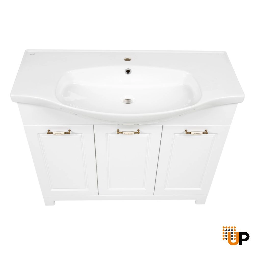 Modern Free Standing Bathroom Vanity with Washbasin | Classic White Matte Collection | Non-Toxic Fire-Resistant MDF-40" photo#6