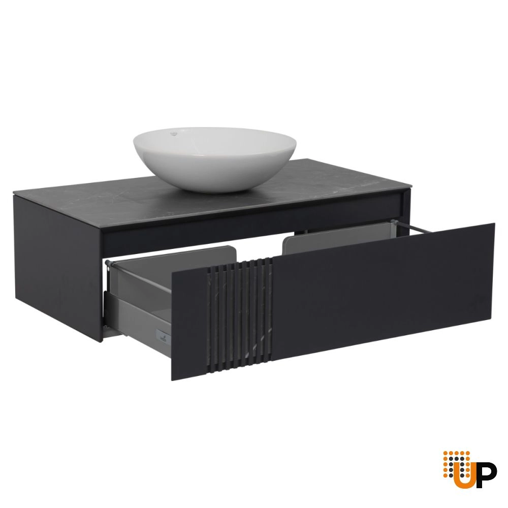 Modern Wall-Mount Bathroom Vanity with Washbasin | Manhattan Concrete Collection | Non-Toxic Fire-Resistant MDF photo#3