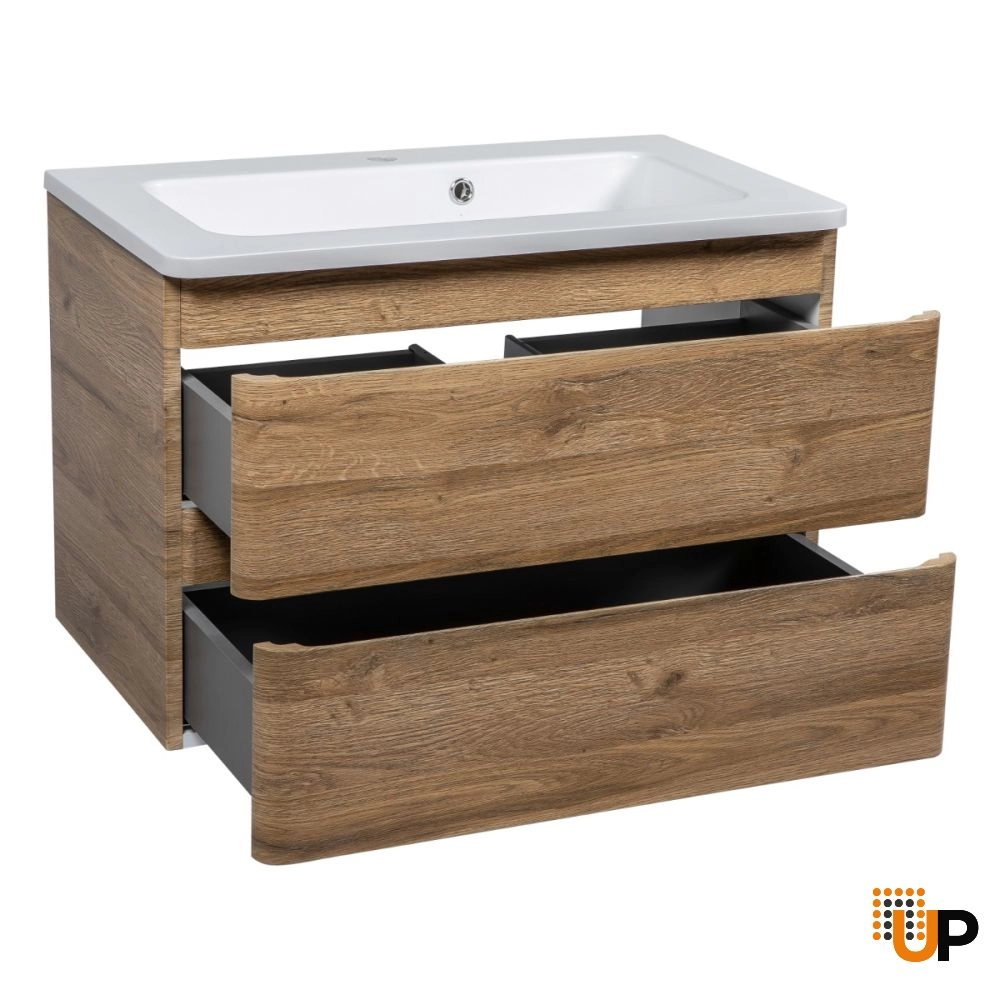 Modern Wall-Mounted Bathroom Vanity with Washbasin | Comfort Teak Natural Collection | Non-Toxic Fire-Resistant MDF-24" photo#3