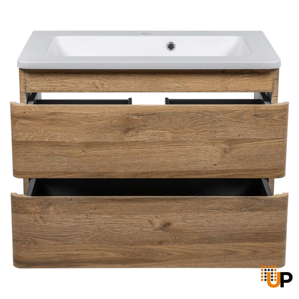 Modern Wall-Mounted Bathroom Vanity with Washbasin | Comfort Teak Natural Collection | Non-Toxic Fire-Resistant MDF-24" photo#4