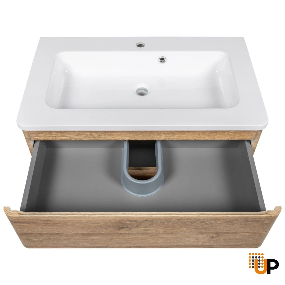 Modern Wall-Mounted Bathroom Vanity with Washbasin | Comfort Teak Natural Collection | Non-Toxic Fire-Resistant MDF-24" photo#5