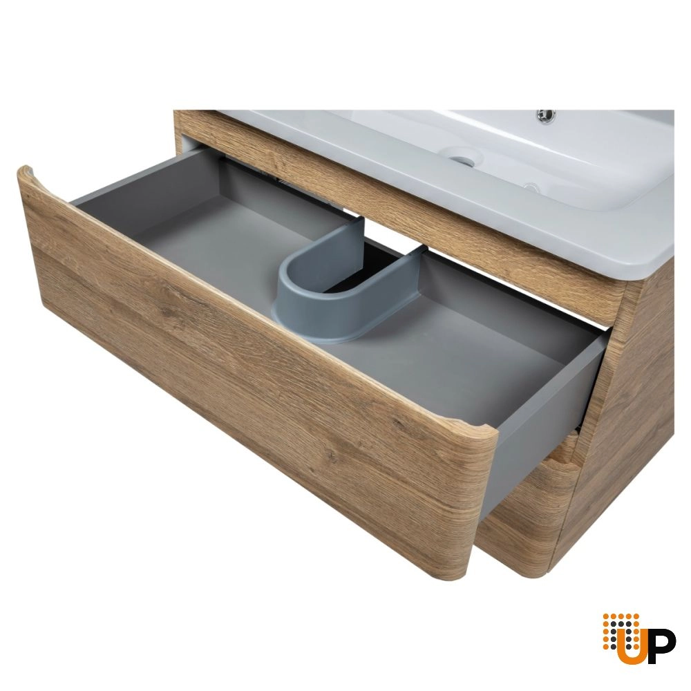 Modern Wall-Mounted Bathroom Vanity with Washbasin | Comfort Teak Natural Collection | Non-Toxic Fire-Resistant MDF-24" photo#6