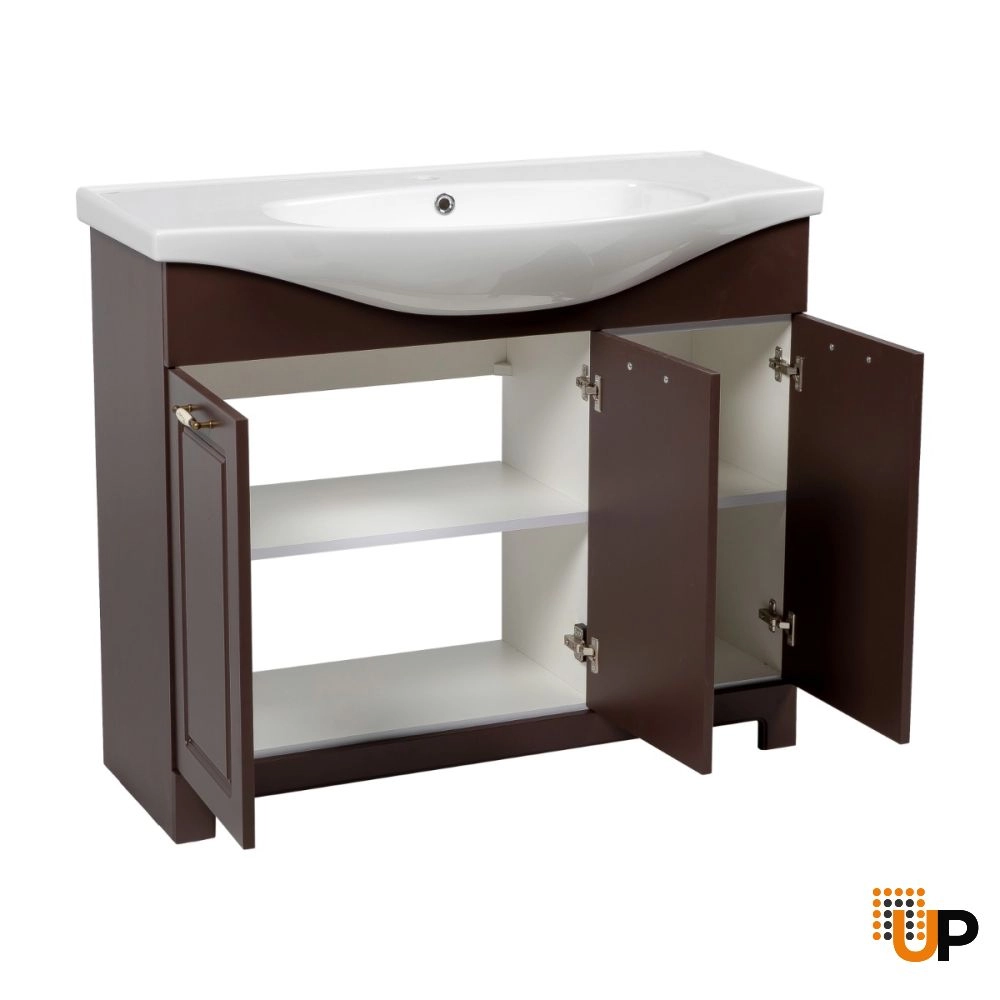 Modern Free Standing Bathroom Vanity with Washbasin | Classic Brown Matte Collection | Non-Toxic Fire-Resistant MDF photo#3