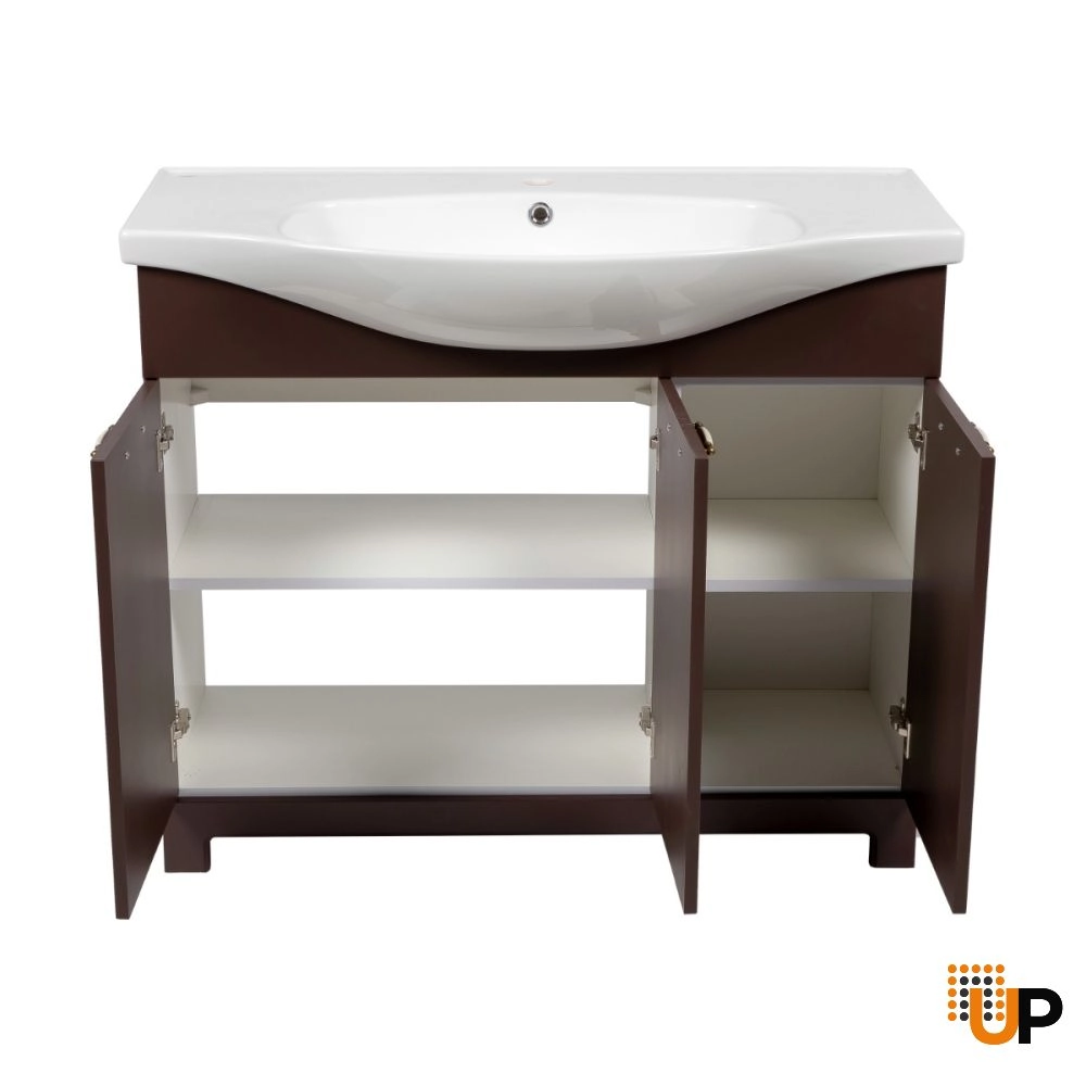 Modern Free Standing Bathroom Vanity with Washbasin | Classic Brown Matte Collection | Non-Toxic Fire-Resistant MDF photo#4
