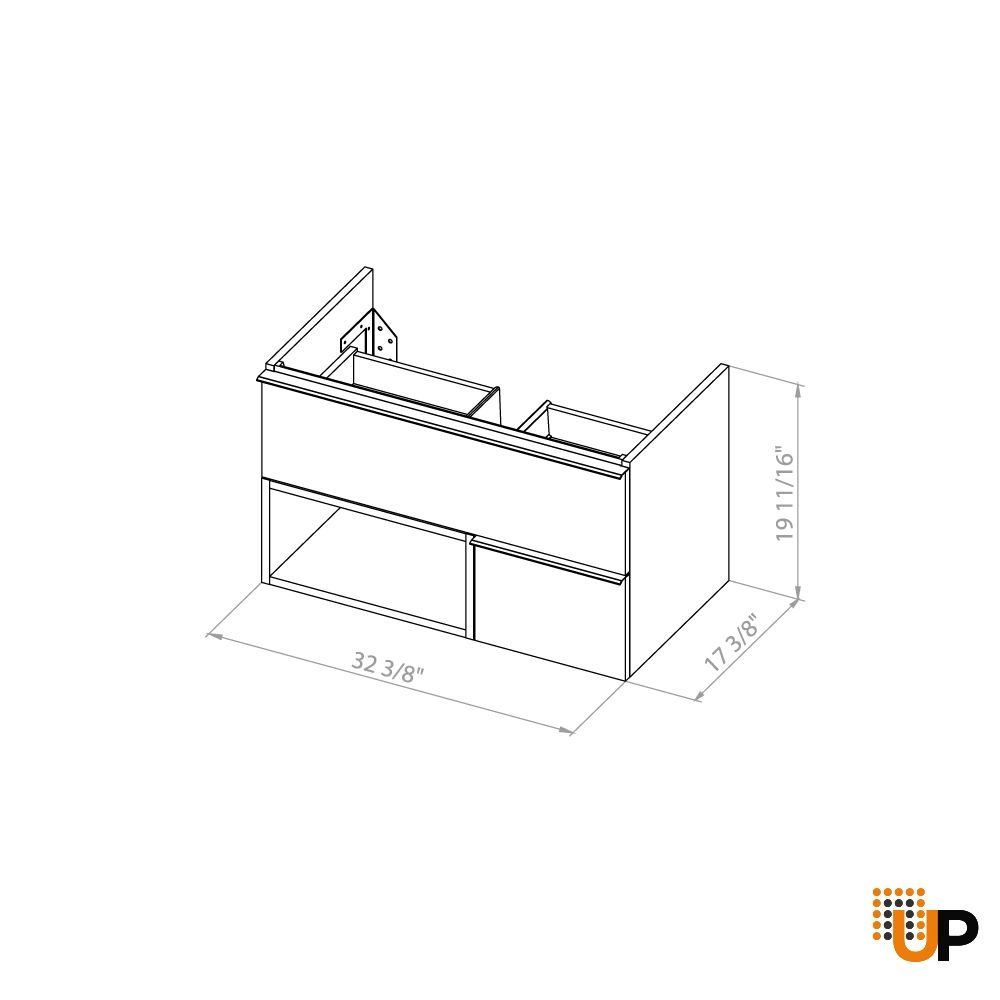 Modern Wall-Mount Bathroom Vanity with Washbasin | Monroe Antracite Alicante Collection | Non-Toxic Fire-Resistant MDF-34" photo#7
