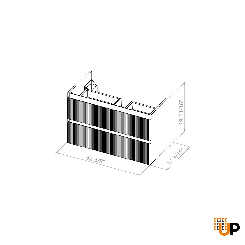 Modern Wall-Mount Bathroom Vanity with Washbasin | Edison Gray Matte Collection | Non-Toxic Fire-Resistant MDF-34" photo#7