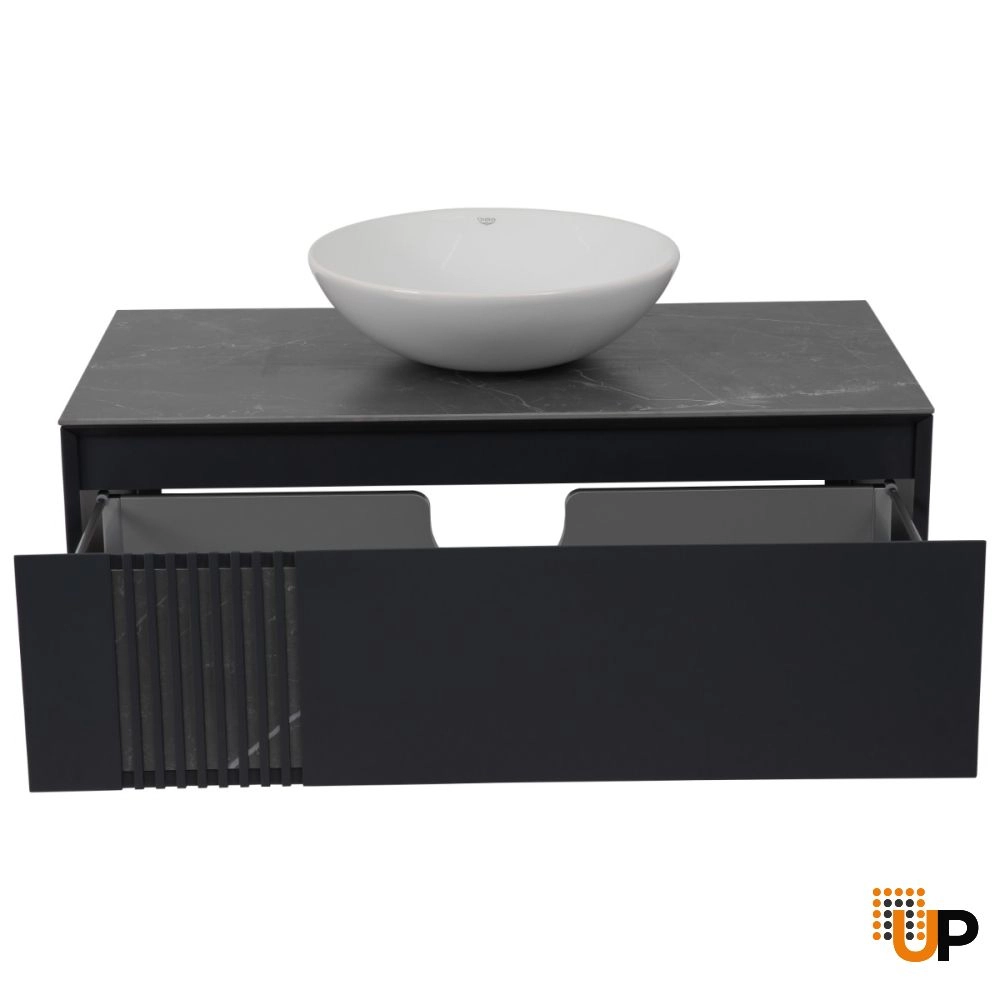 Modern Wall-Mount Bathroom Vanity with Washbasin | Manhattan Concrete Collection | Non-Toxic Fire-Resistant MDF photo#4