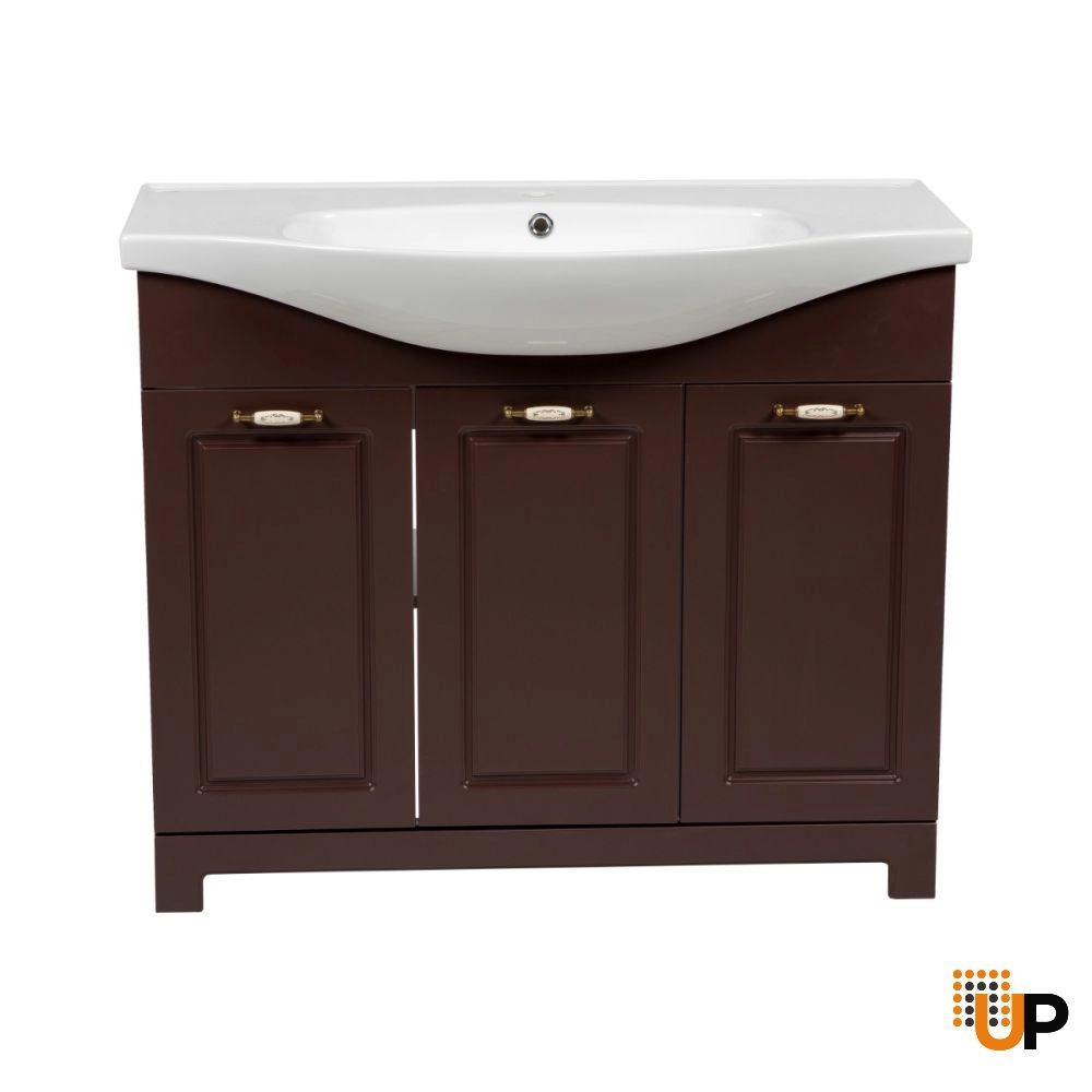Modern Free Standing Bathroom Vanity with Washbasin | Classic Brown Matte Collection | Non-Toxic Fire-Resistant MDF photo#5