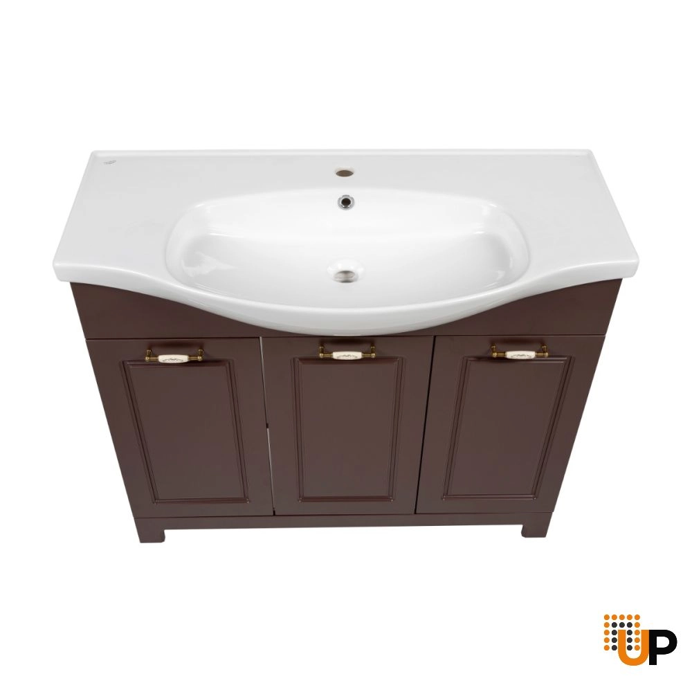 Modern Free Standing Bathroom Vanity with Washbasin | Classic Brown Matte Collection | Non-Toxic Fire-Resistant MDF photo#6