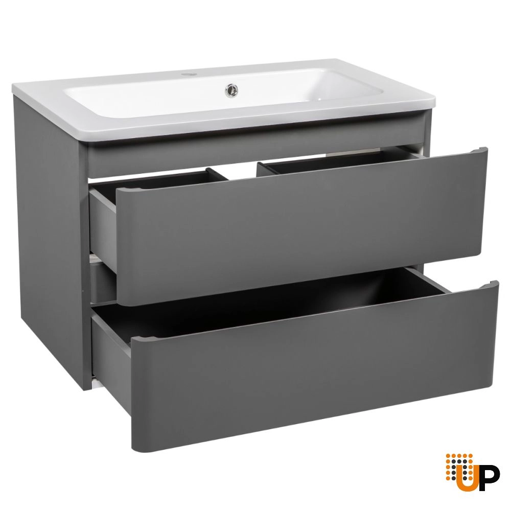 Modern Wall-Mounted Bathroom Vanity with Washbasin | Comfort Gray Matte Collection | Non-Toxic Fire-Resistant MDF-24" photo#3