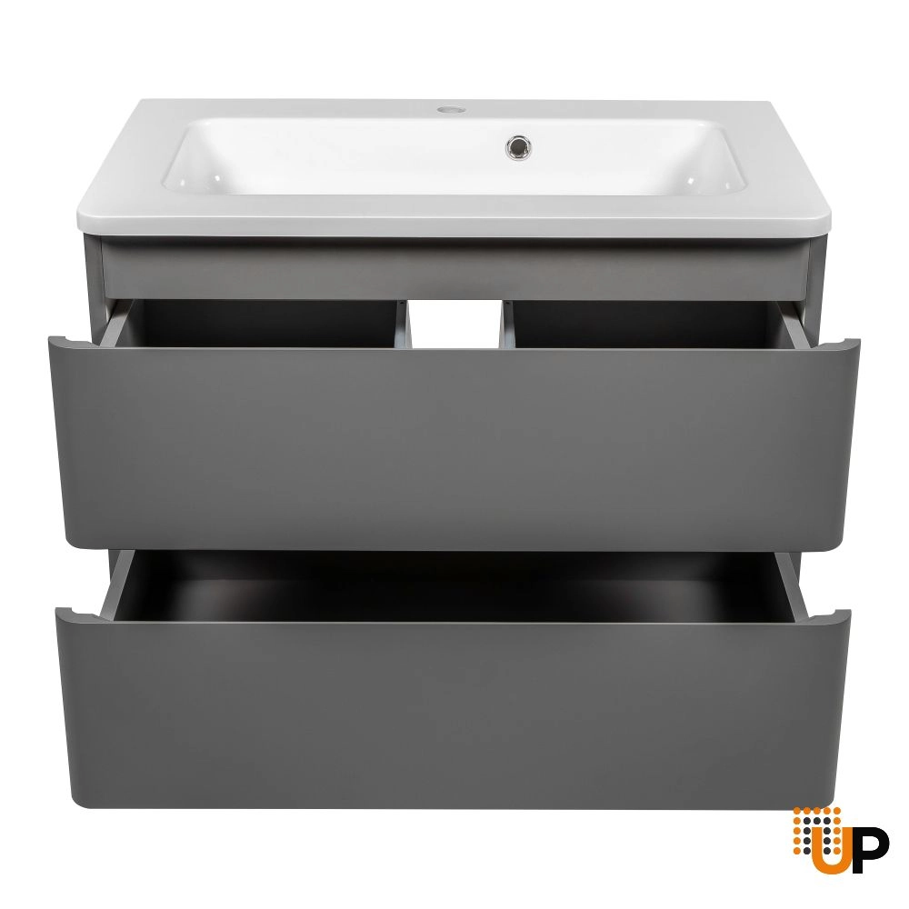 Modern Wall-Mounted Bathroom Vanity with Washbasin | Comfort Gray Matte Collection | Non-Toxic Fire-Resistant MDF-28" photo#3