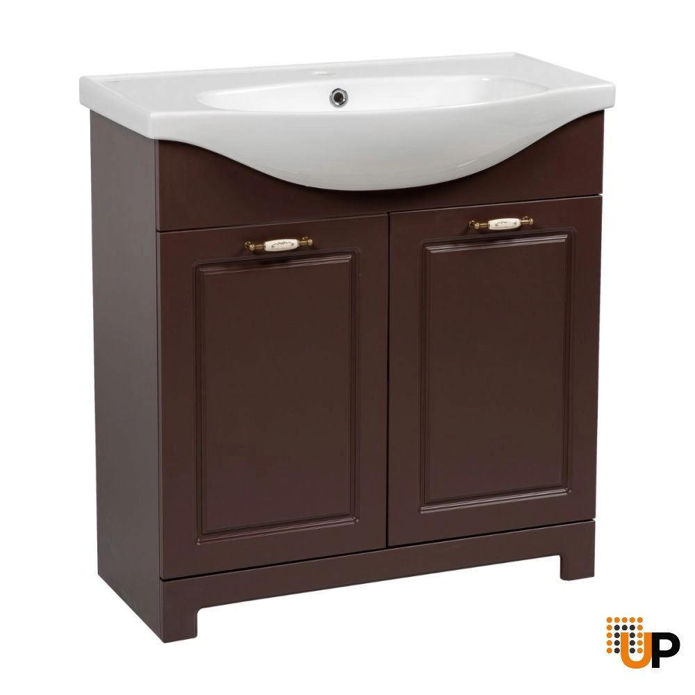 Modern Free Standing Bathroom Vanity with Washbasin | Classic Brown Matte Collection | Non-Toxic Fire-Resistant MDF-32" photo#1