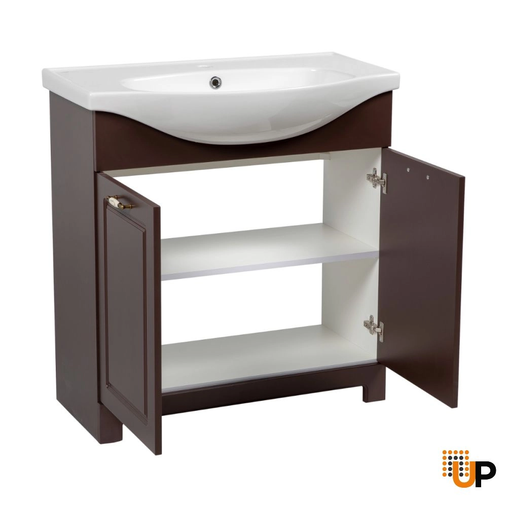 Modern Free Standing Bathroom Vanity with Washbasin | Classic Brown Matte Collection | Non-Toxic Fire-Resistant MDF-32" photo#3