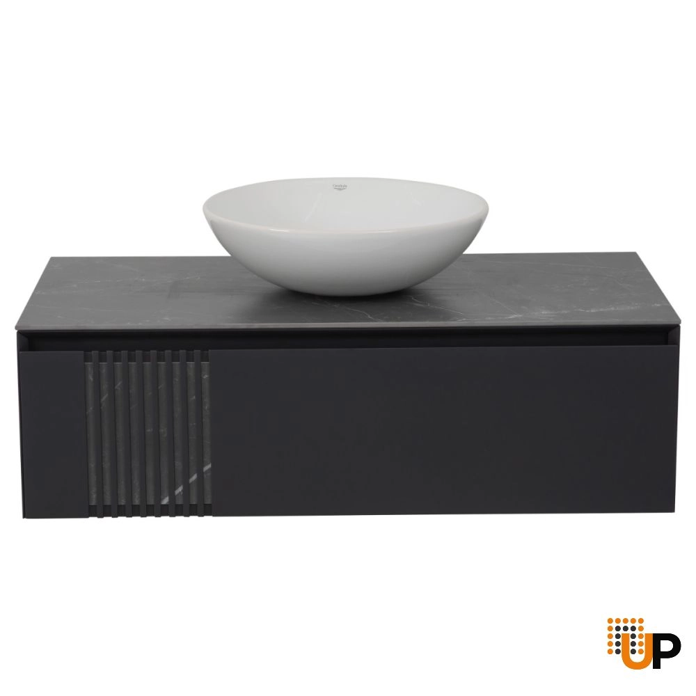 Modern Wall-Mount Bathroom Vanity with Washbasin | Manhattan Concrete Collection | Non-Toxic Fire-Resistant MDF photo#5