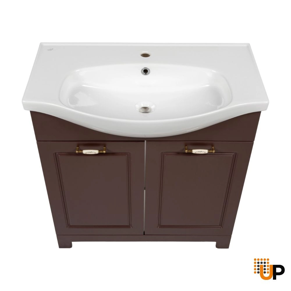 Modern Free Standing Bathroom Vanity with Washbasin | Classic Brown Matte Collection | Non-Toxic Fire-Resistant MDF-40" photo#6