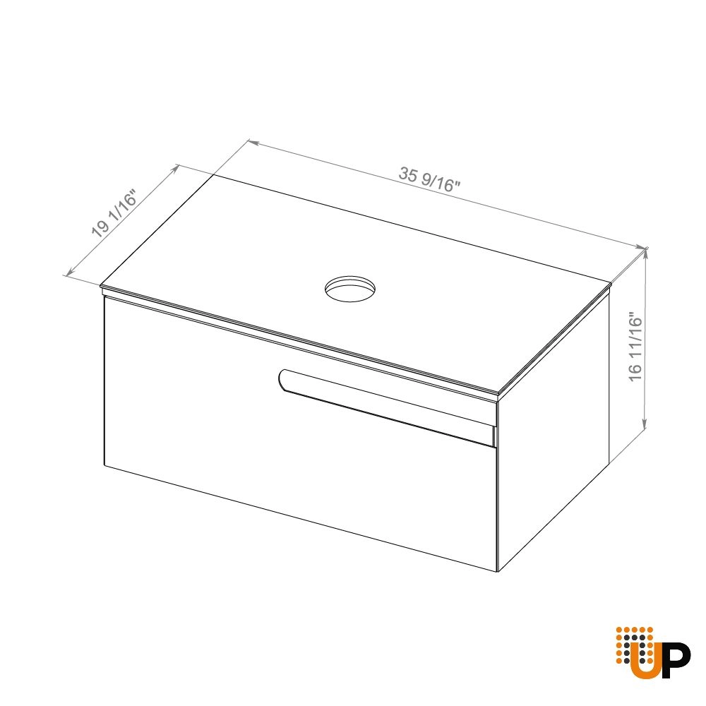 Modern Wall-Mount Bathroom Vanity with Washbasin | Ostin White Matte Collection | Non-Toxic Fire-Resistant MDF-36" photo#8