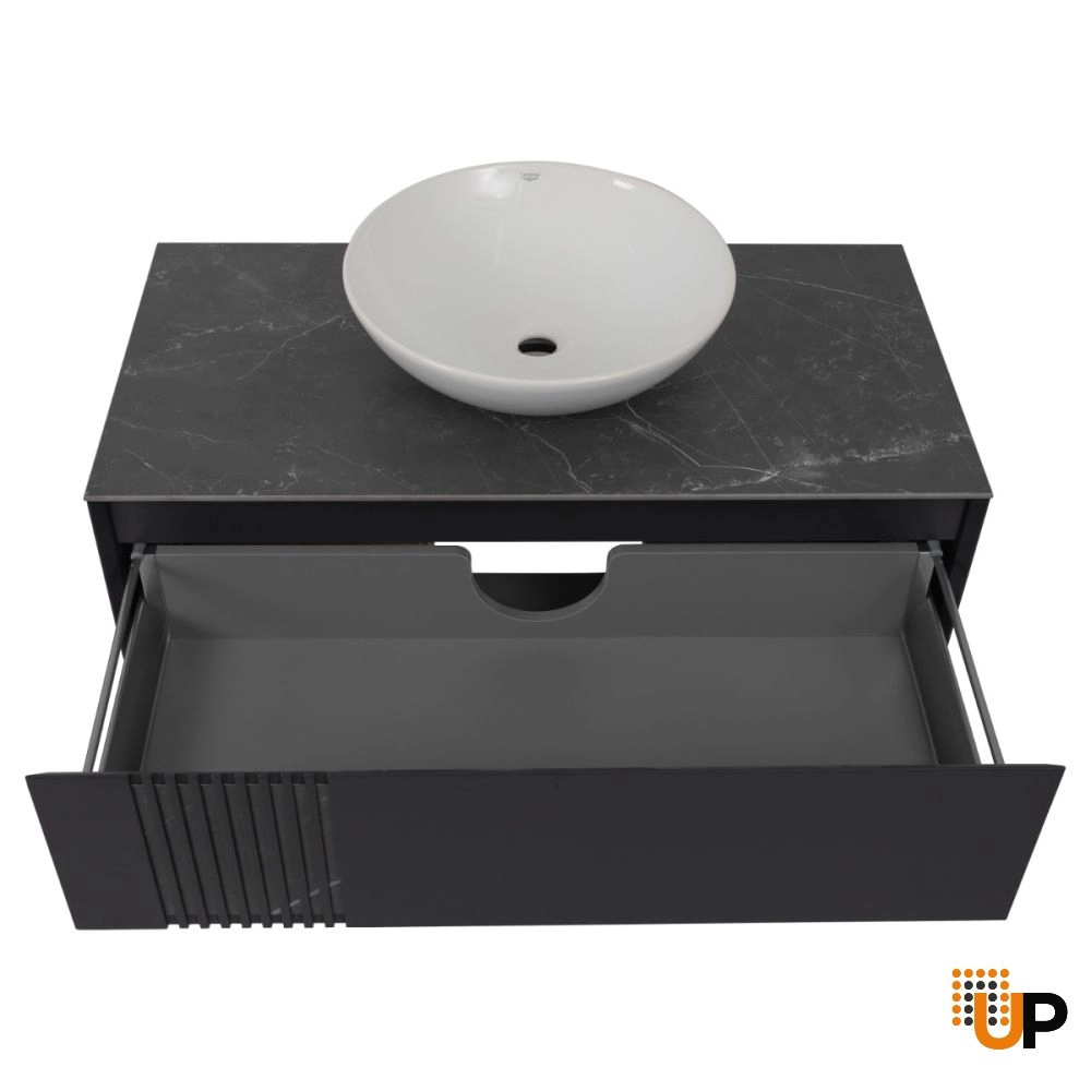 Modern Wall-Mount Bathroom Vanity with Washbasin | Manhattan Concrete Collection | Non-Toxic Fire-Resistant MDF photo#6