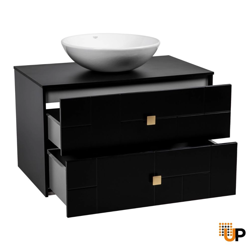 Modern Free Standing Bathroom Vanity with Washbasin | Dune Black Matte Collection | Non-Toxic Fire-Resistant MDF photo#3