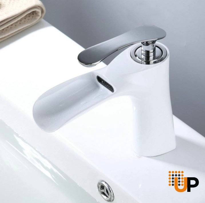 White & Chrome Bathroom Faucet | Single Handle Bathroom Faucet for Sink 1 Hole | Lavatory Vanity Tap photo#3
