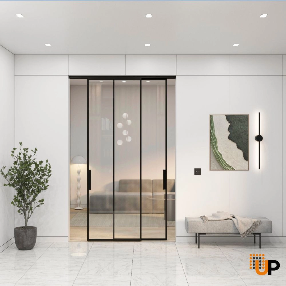 Lumo 1800 interior closet bypass door 48x80 (2* 24x80) black aluminum Photo #3