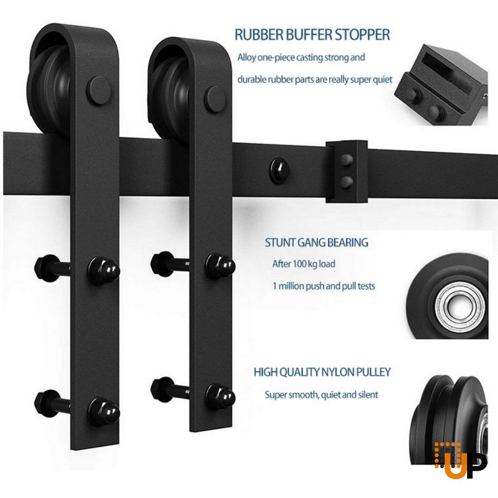 10FT Barn Black Sliding Hardware Kit Track Rail Set photo#3
